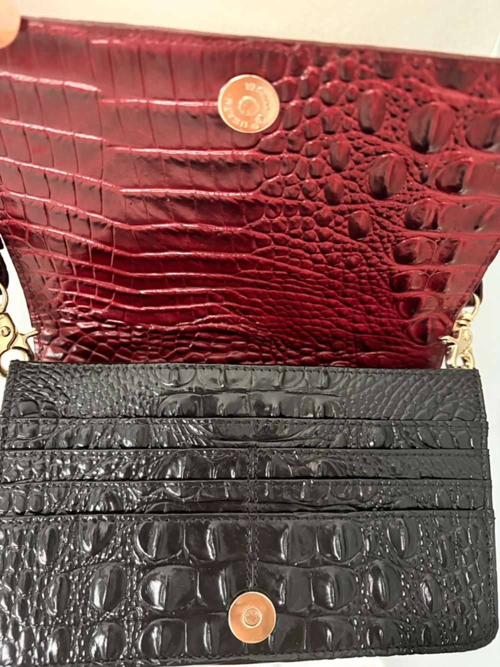 Brahmin Wine Croc-Embossed Patent Crossbody Bag - Picture 4 of 6